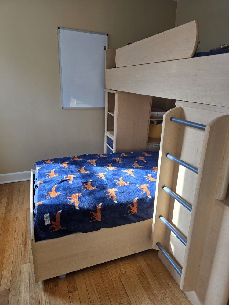 Bunk Bed + Mattress + Desk + Dresser 