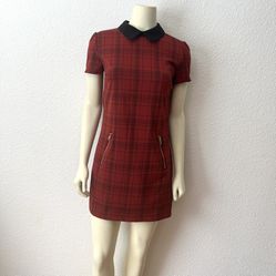 Forever 21 Red Sheath Mini Dress with Peter Pan Collar Size S