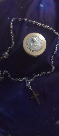 Two Tone Silver and gold rosary chain with casa