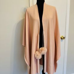 Marc New York Pink Fur Ball Pancho One Size