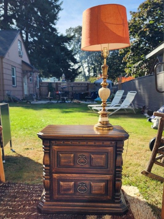 Vintage Solid Walnut Two Drawer Night Stand