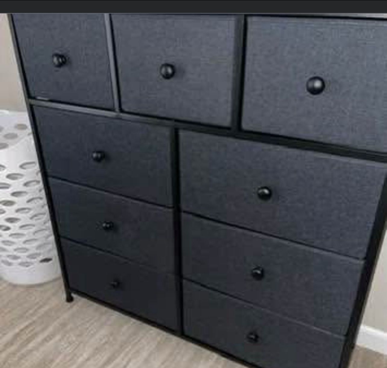 Wayfair 9 Drawer Dresser  Black Wood & Fabric Combo 40'' H X 39'' W FIRM  PRICE - joarbit.com