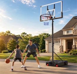 Basketball Hoop for Outdoor, Fehomix Adjustable Height 7-10 FT, Portable Basketball Goal System with 45" Shatterproof Backboard, Wheels & Water Base,