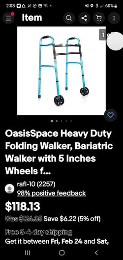 OasisSpace Heavy Duty Folding Walker