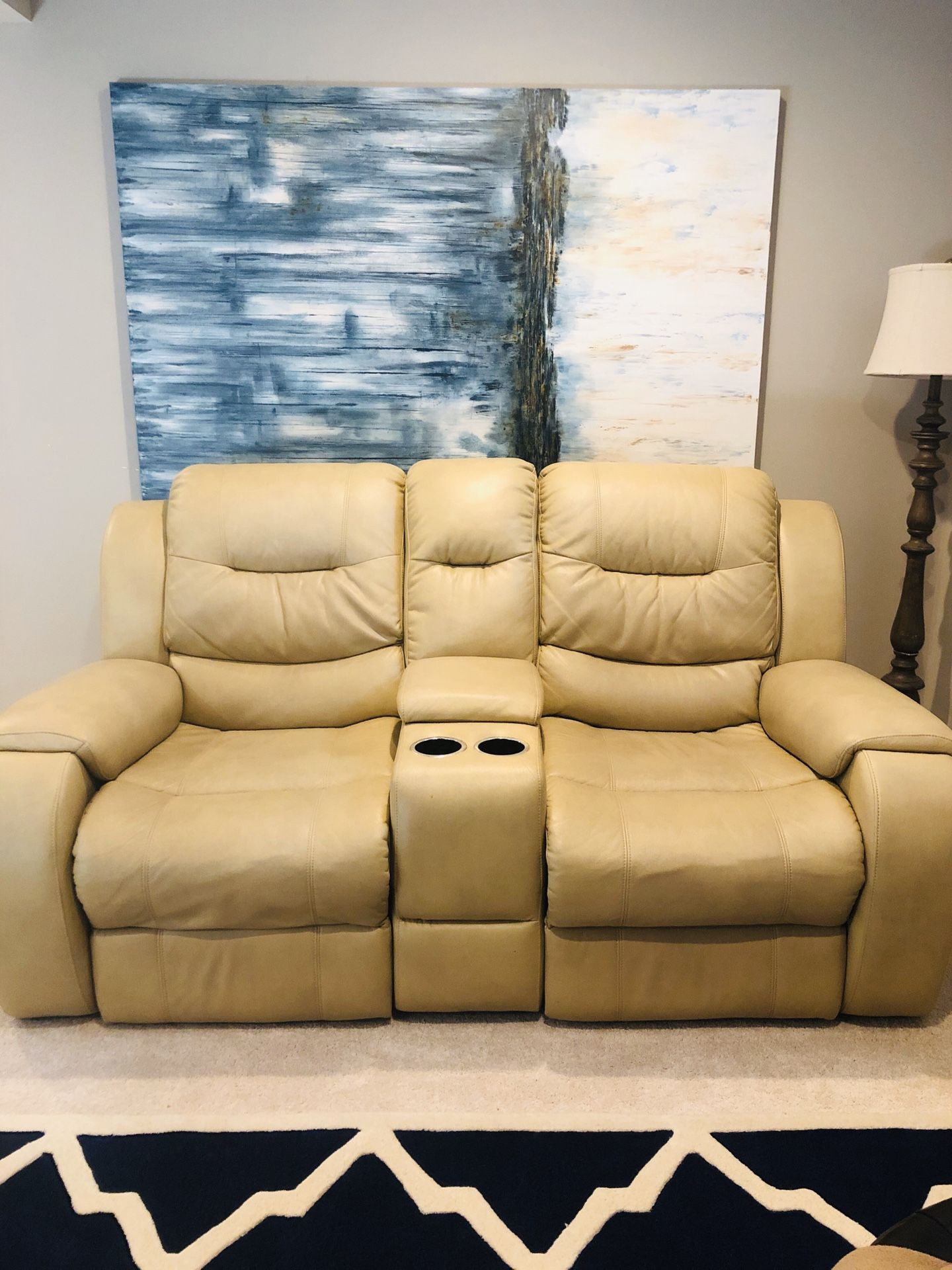 Recliner leather couch