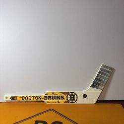 Vintage Sher-Wood NHL Boston Bruins White Plastic Mini Goalie Hockey Stick