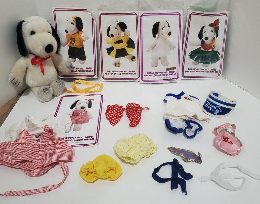 Vintage Snoopy Belle Plush Doll with Outfits Accessories