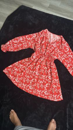 Red Floral Long Sleeve Mini Dress