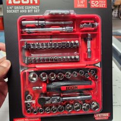 Icon 1/4" Drive Compact Socket & Bit Set. 52pc