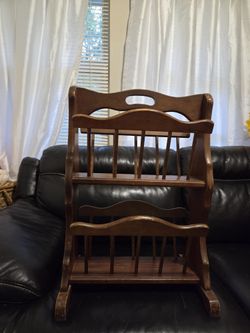 Vintage 2-Tier Oak Magazine Rack