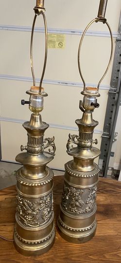 Pair of Brass Lamps with beautiful detail