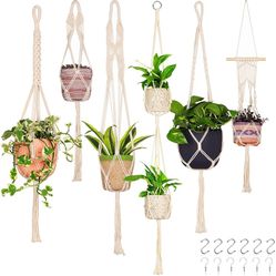 Nook Theory 6-Pack Handcrafted Macrame Plant Hanger - Hanging Planters Indoor Outdoor Home Décor - Hanging Plant Holder - Decorative 