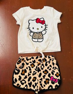 Hello Kitty babygirl leopard 2 piece outfit 18 months