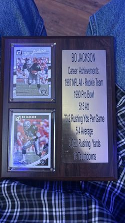 Bo Jackson Career Stats Plaque with Two Cards