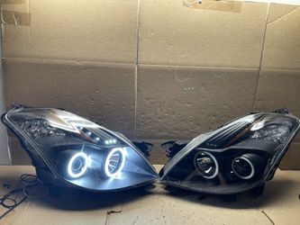#OH148 2008 2009 Nissan Altima Coupe Halo LED Black Halogen Headlight Pair 