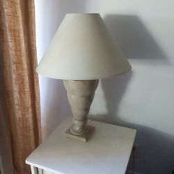 Lamp , Base Scalloped, Cream And Grayish Color