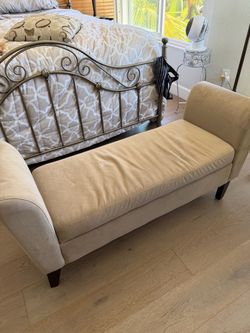 Upholstered Bedroom Bench with Rolled Arms