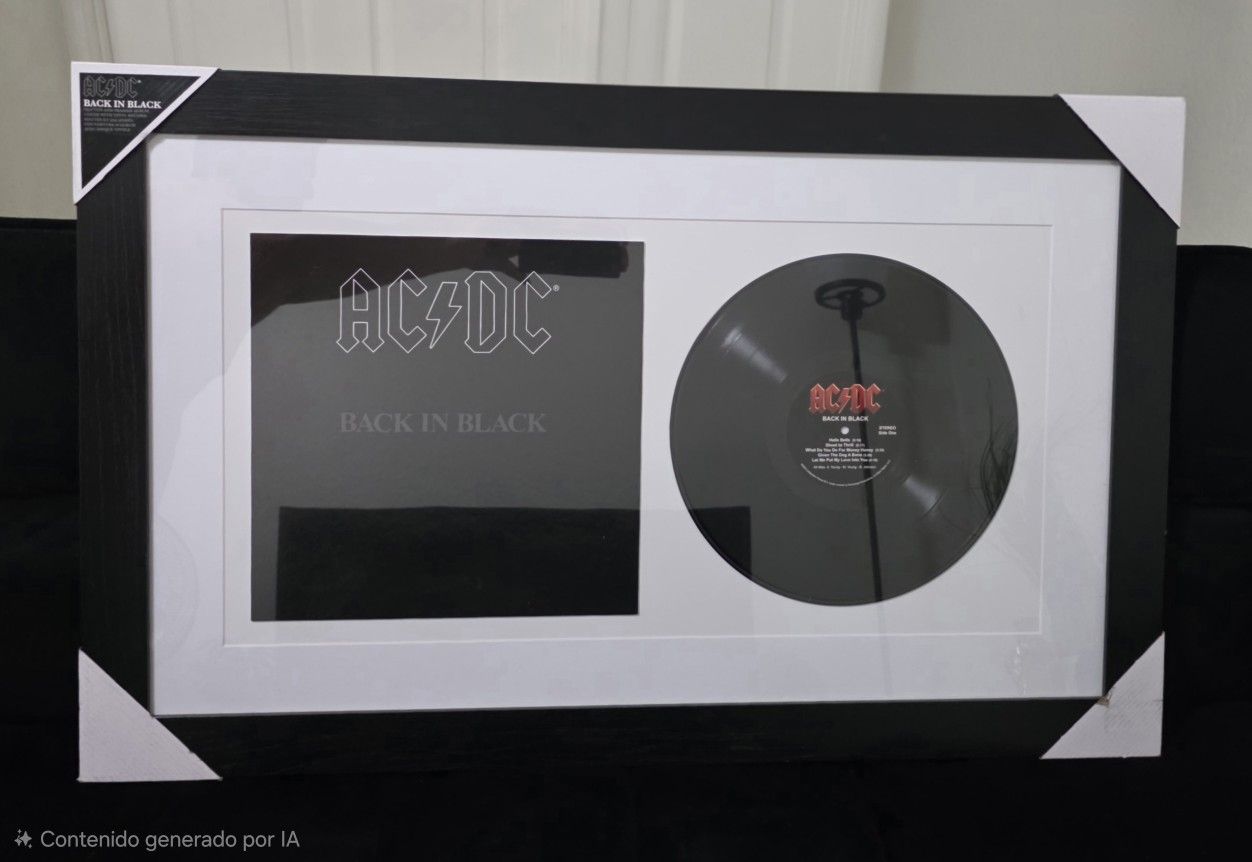 ⚡ AC/DC – “Back in Black” Vinilo Enmarcado (oficial)