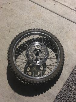 Dirt bike tire wheel and disc brake