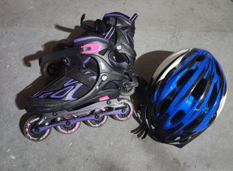 2PM Sports Youth Rollerblades with Light-Up Wheels and Helmet - Size Medium 1-4