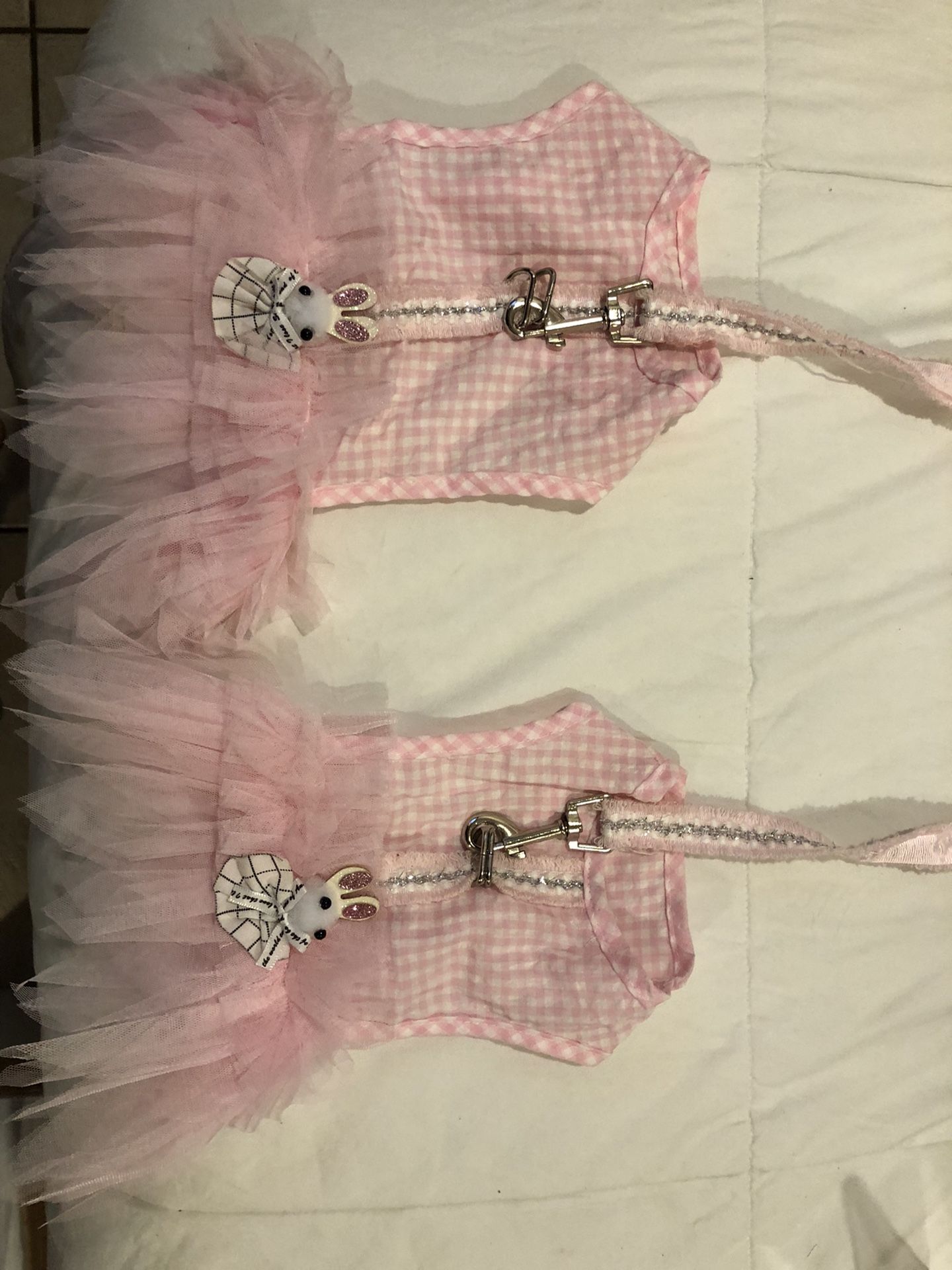 Pink  bunny dog dress with matching collar