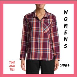 NWT Womens Time And Tru Plaid Shirt Small