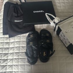 Chanel Sandals, Black, Size 10"
