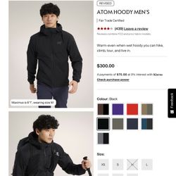 Arc’teryx Atom Hoody – Black/Soul/Electra  Size S