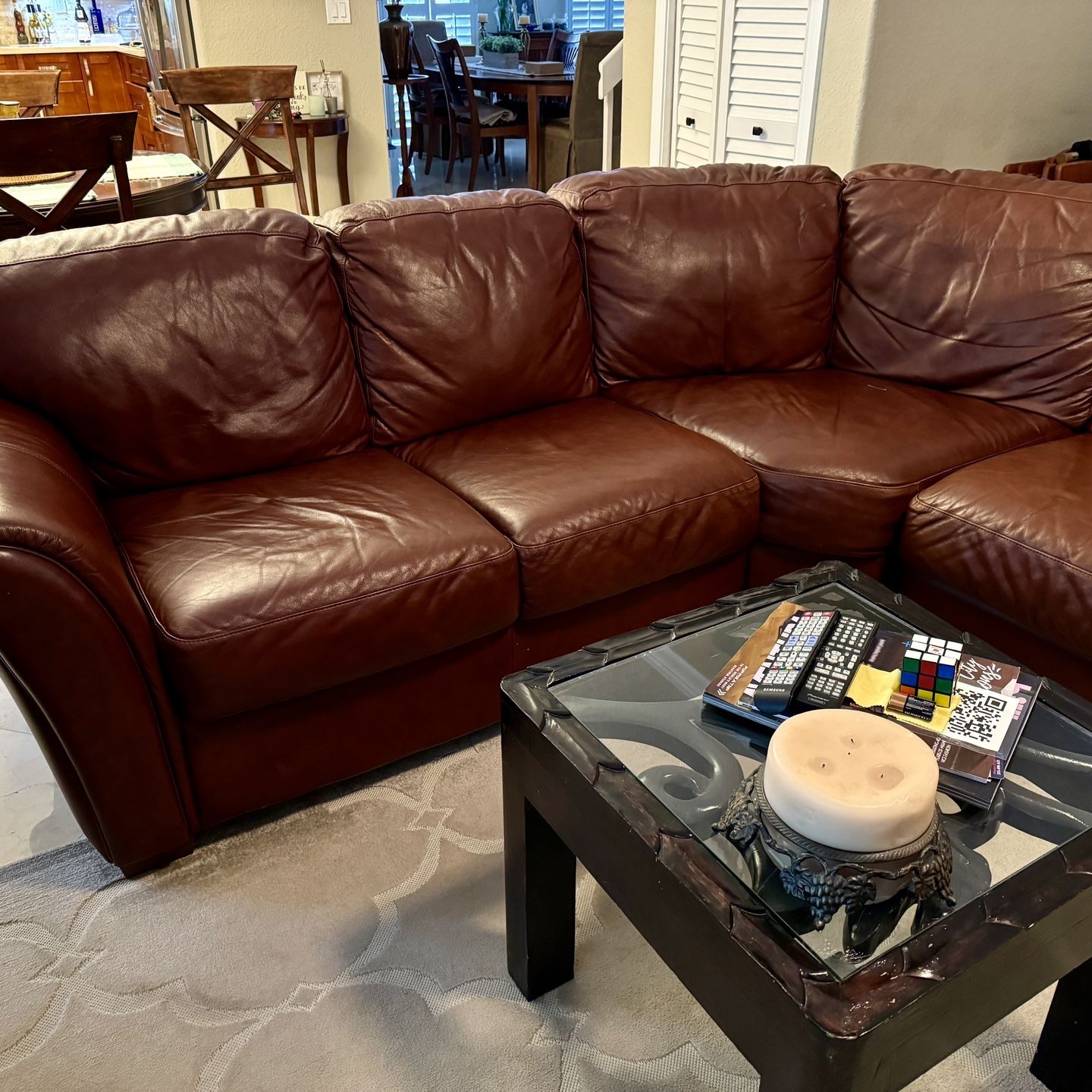 Macy’s leather Sectional With Chase 