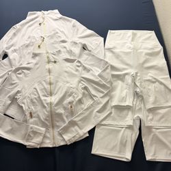 Lululemon White Athletic Shorts Sets