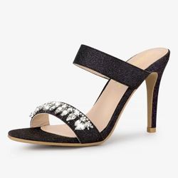Allegra K Open Toe Stiletto Heel Sandals