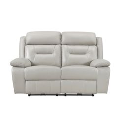 Brand New Biege Real Leather Manual Reclining Loveseat