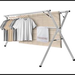 New 79 Inches Clothes Drying Rack, Laundry Drying Rack Clothing Foldable & Collapsible Stainless Steel Heavy Duty Clothing Drying Rack with Windproof 