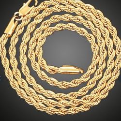 Gold 18 kt gfe 22” Rope chain