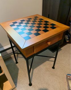 Chess and Checkers Combo Game Table with Drawer
