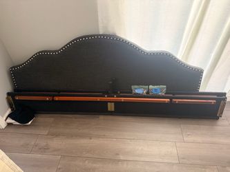 King- Dark Gray Upholstered Headboard with Nailhead Trim