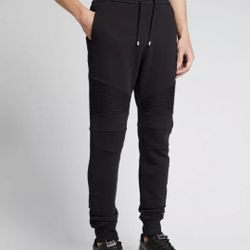 Balmain Men’s Rib-Panel Jogger Sweatpants Black Size S Small