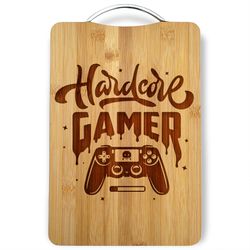 Hardcore Gamer Personalized Engraved Cutting Board