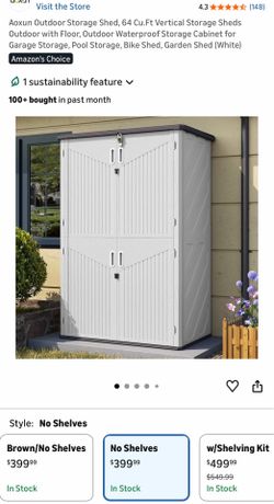 Aoxun Outdoor Storage Shed, 64 Cu.Ft Vertical Storage Sheds Outdoor with Floor