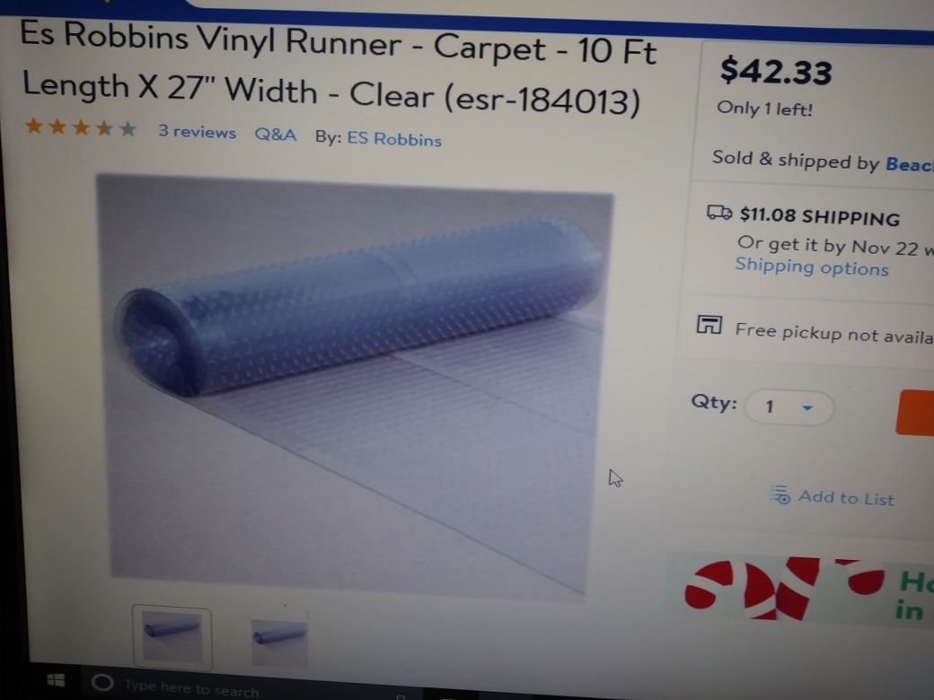 10 feet long vinyl carpet runners