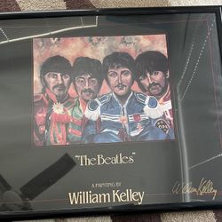 100.00 Authentic Beatles Painting Poster Signed By The Artist William Kelley 