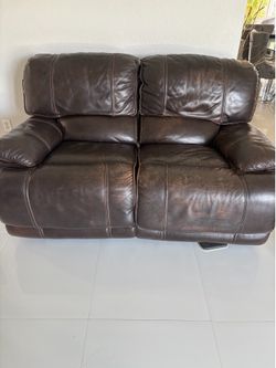 Brown leather recliners