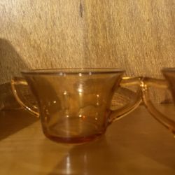 2 Antique Brown Glass Cups