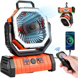 OGERY  Portable Tent Camping Fan with LED Light and Remote Control