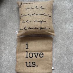 Burlap throw pillow covers - set of 2