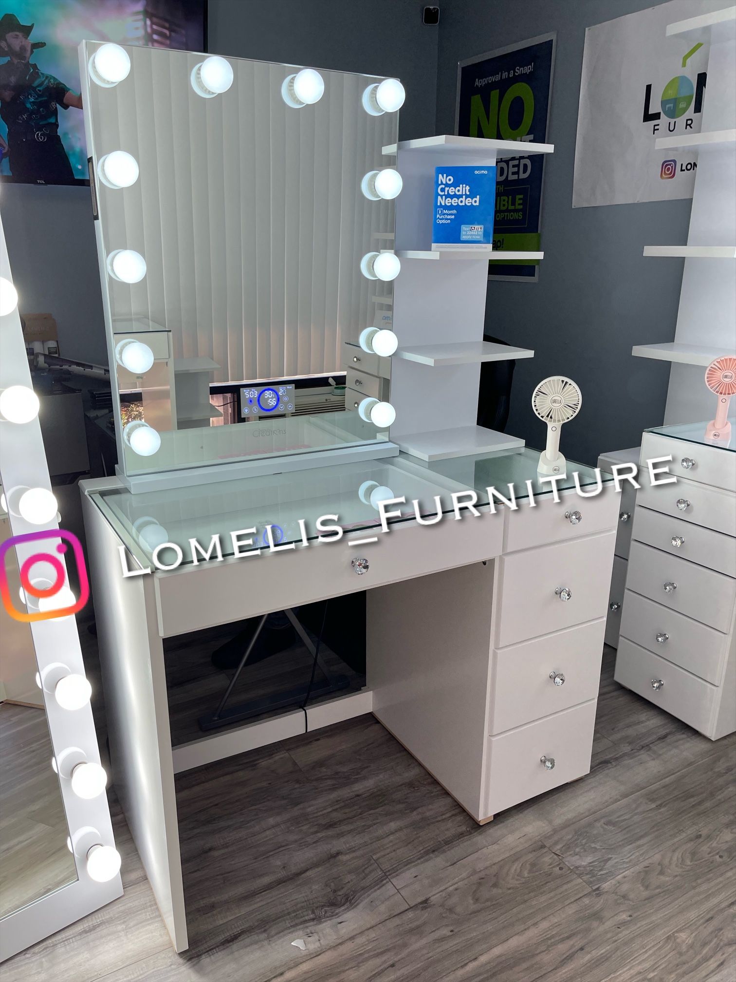 Complete Vanity Set W Shelf’s & Hollywood Mirror