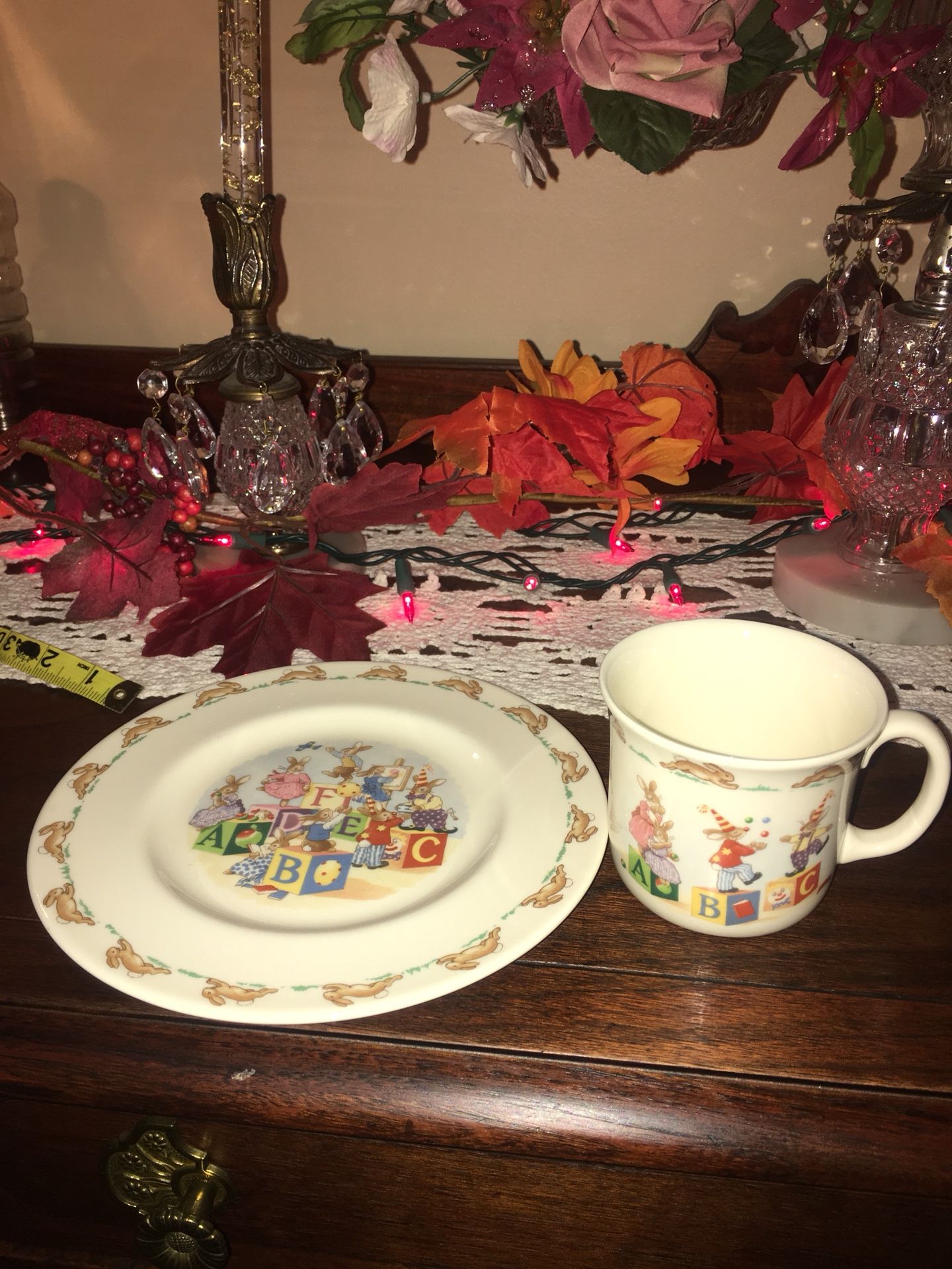 Royal Doulton English Fine Bone China Plate and Cup Set, 1936, “Bunnykins”