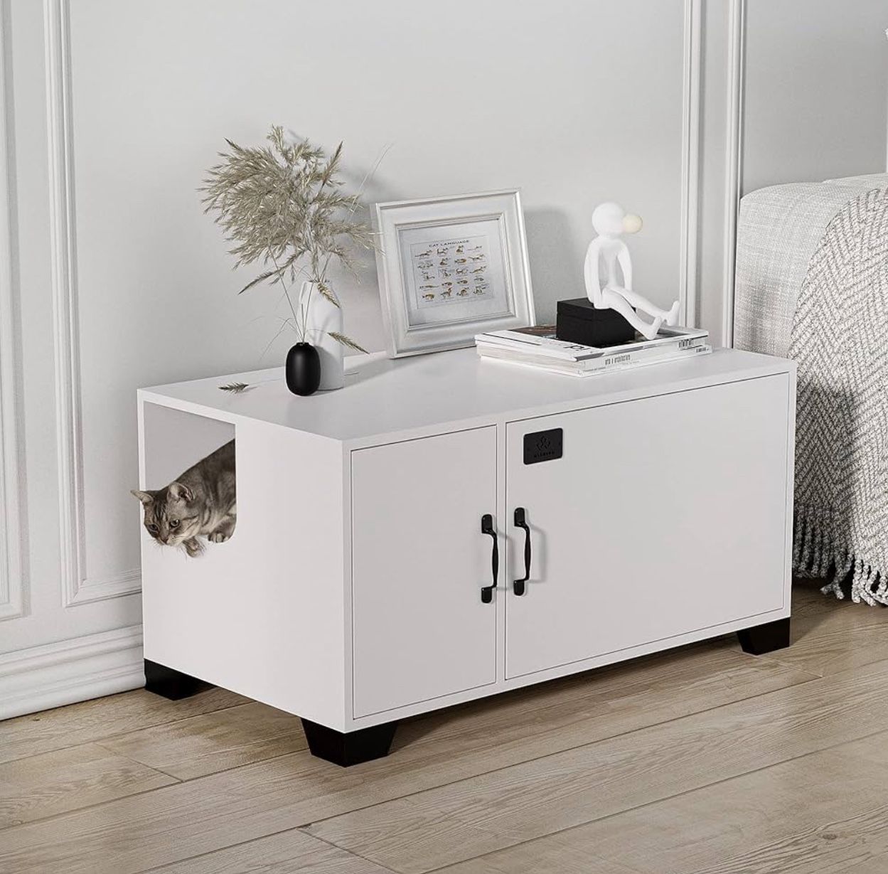 Hidden Cat Litter Box Enclosure with doors