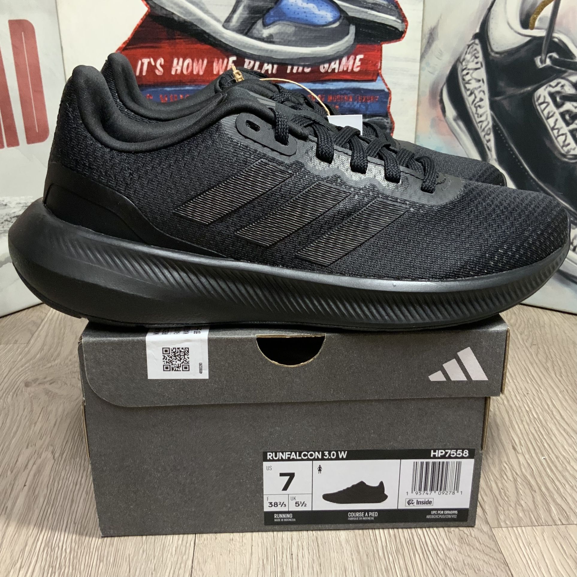 New Women Adidas Runfalcon 3.0 HP7558 Black Running Shoes Sizes 7W, 7.5Women, 8Women, 8.5Women, 9 Women