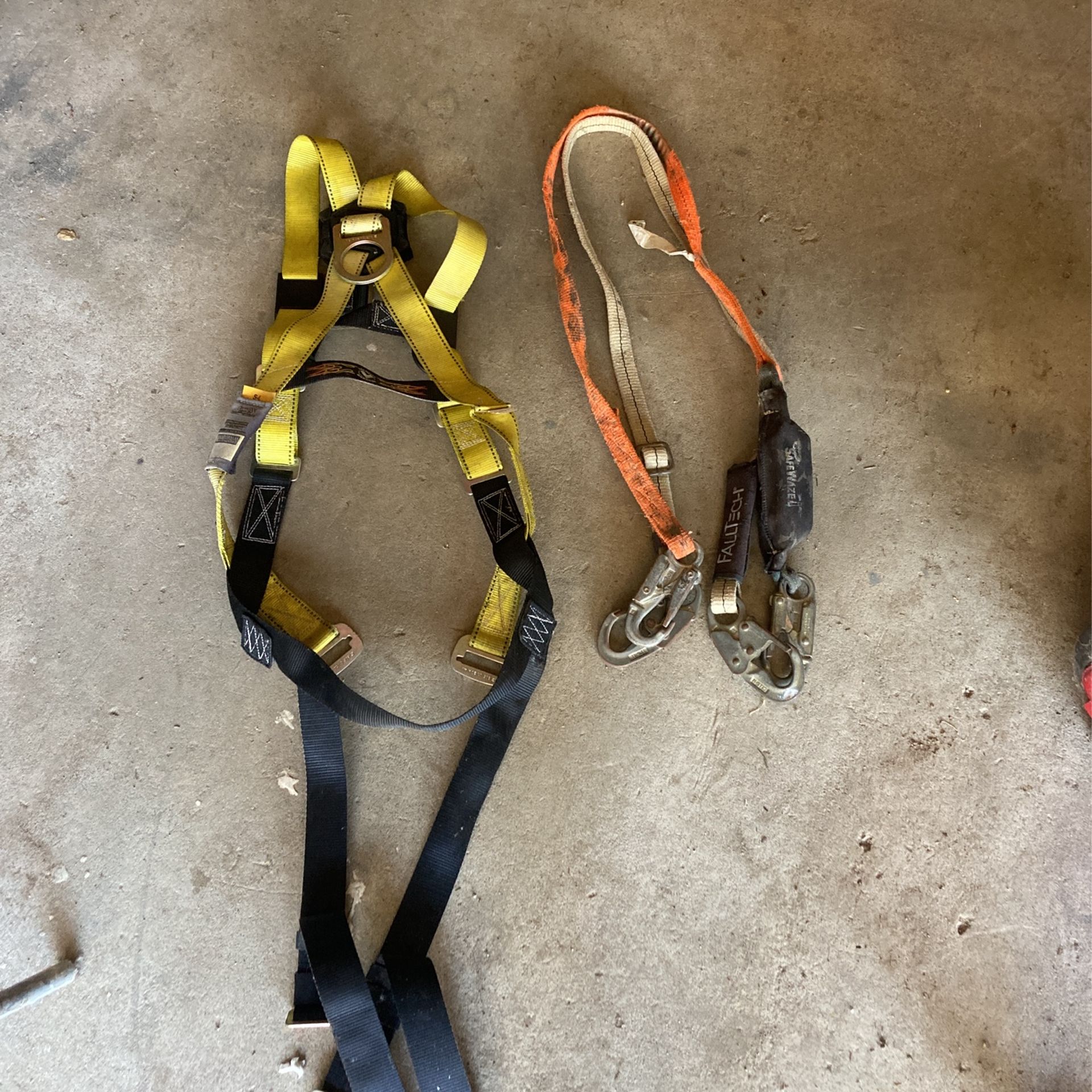 Fall protection, harness, and lanyards